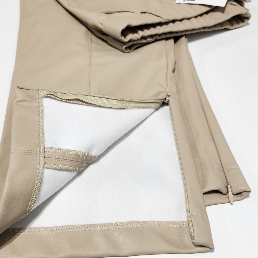 NEW Hilary MacMillan Vegan Faux Leather Tan-Stone Plus Size Trouser Pant (4X) - Picture 8 of 12